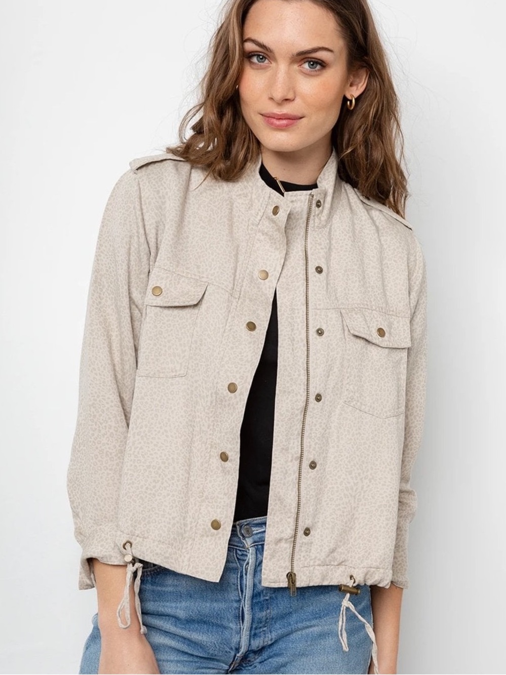 Rails Cream Leopard-Print Utility Jacket
